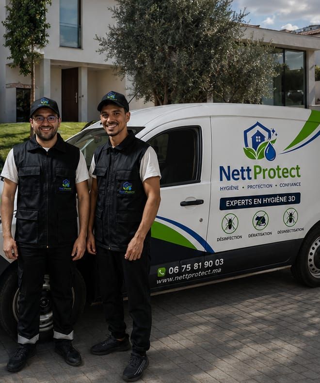 Équipe NettProtect, désinsectisation et dératisation Casablanca, véhicule d'intervention